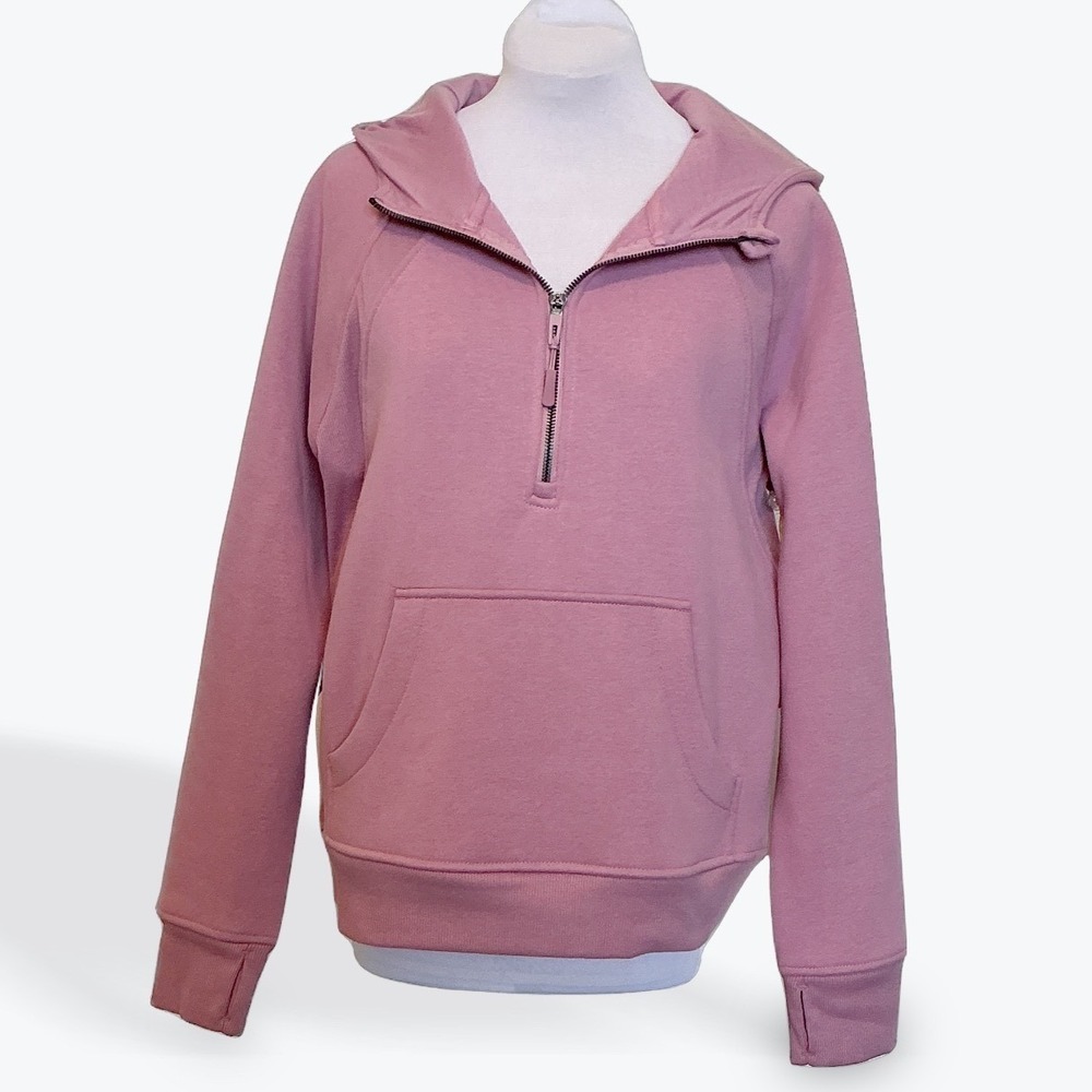 Freely Hilary Womens 1/2 Zip Hoodie Foxglove Pink Cotton Blend Sweatshirt Small